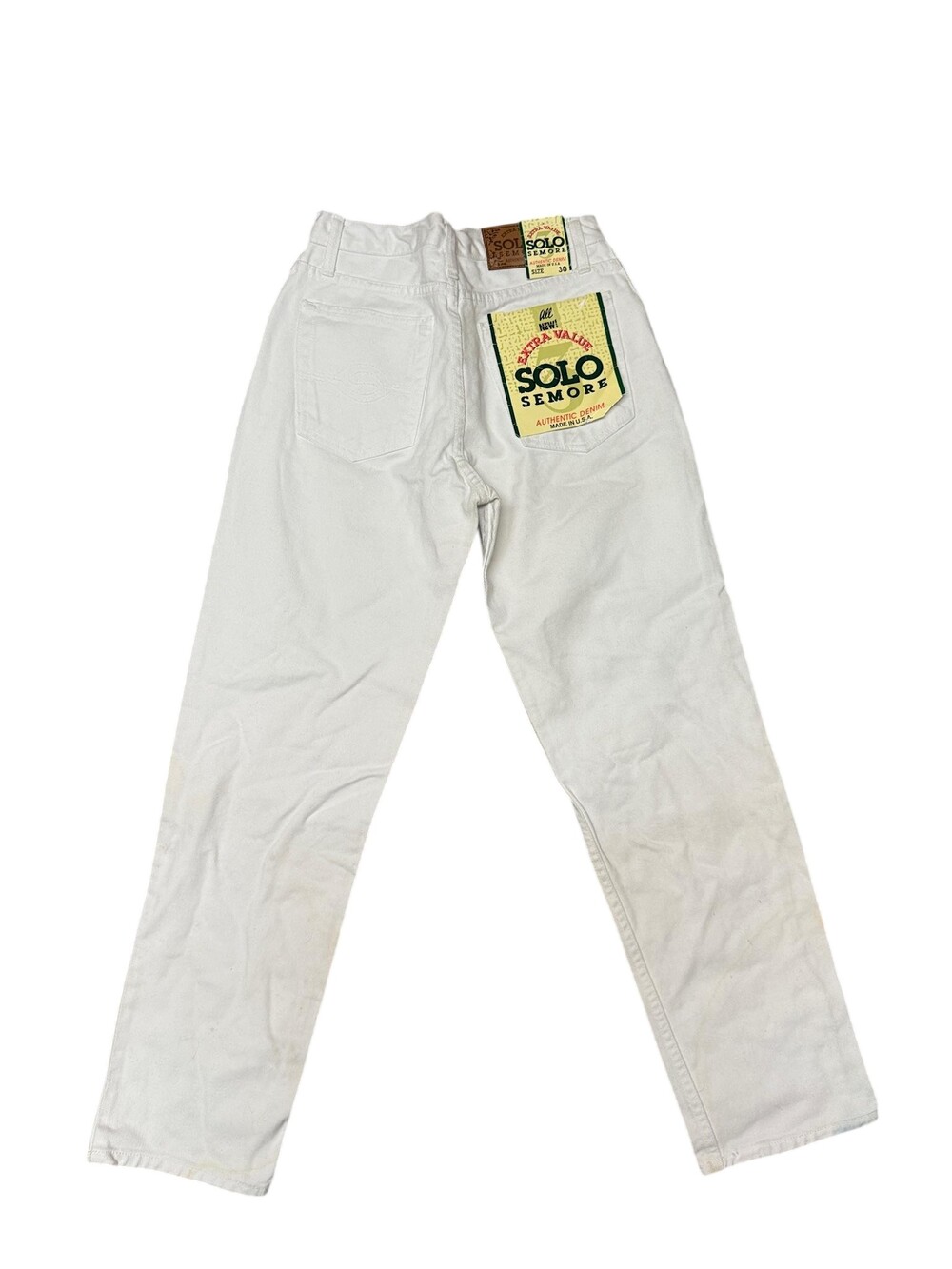 Solo Semore Jeans 30 White High Rise Tapered Leg Denim USA skater 90s y2k NOS